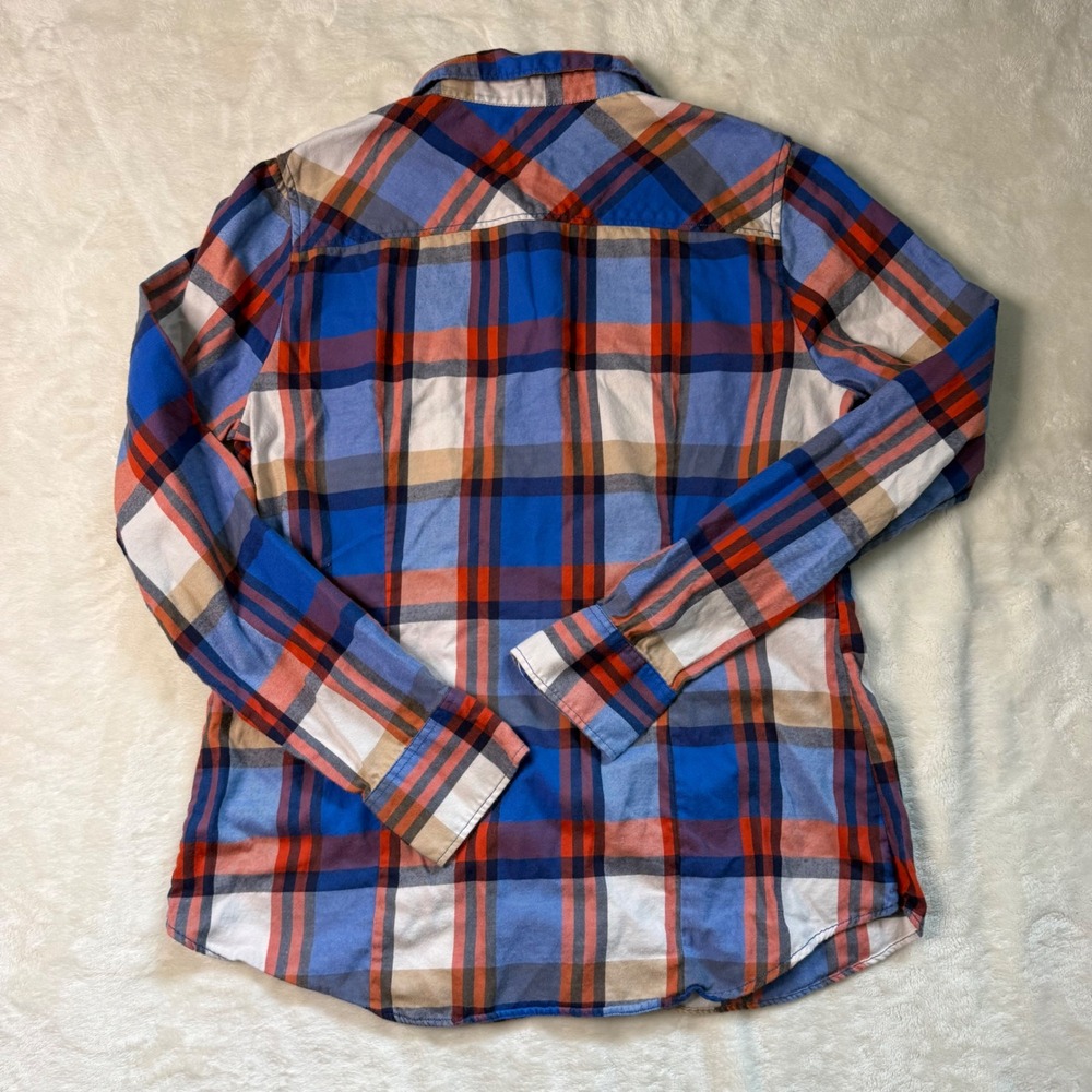J.Crew Perfect Fit Plaid Button Down Shirt Womens Medium Blue Orange 30519 FA16 - Picture 7 of 7